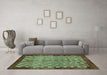 Machine Washable Checkered Turquoise Modern Area Rugs in a Living Room,, wshabs5309turq