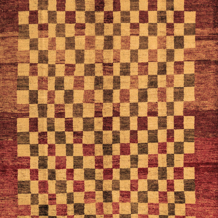 Machine Washable Checkered Brown Modern Rug, wshabs5309brn