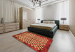 Machine Washable Abstract Red Rug in a Bedroom, wshabs5309