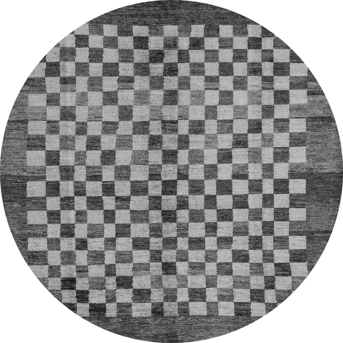 Round Checkered Gray Modern Rug, abs5309gry