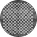 Round Checkered Gray Modern Rug, abs5309gry