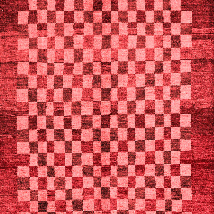 Machine Washable Checkered Red Modern Rug, wshabs5309red