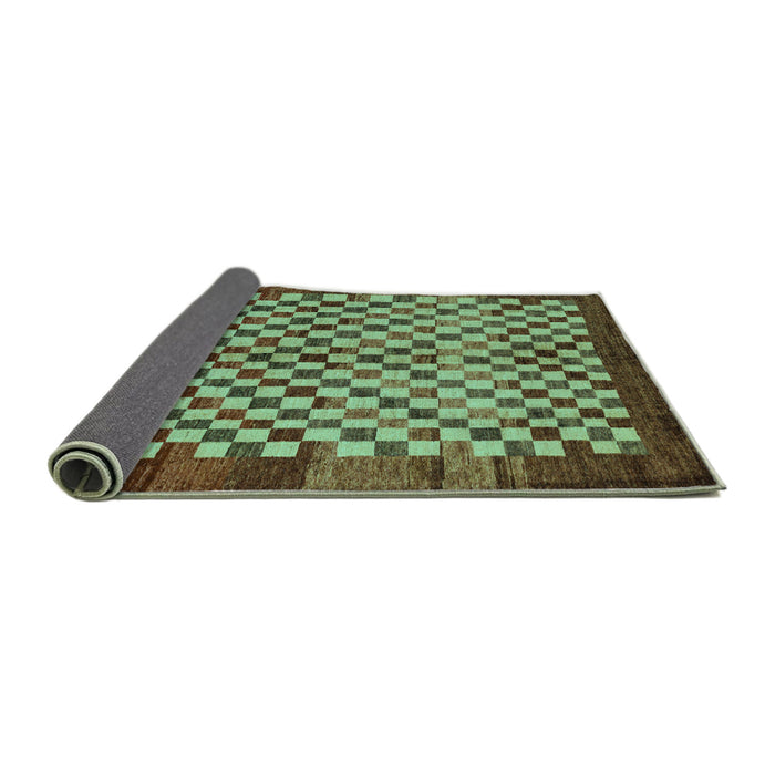 Sideview of Checkered Turquoise Modern Rug, abs5309turq
