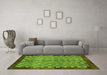 Machine Washable Checkered Green Modern Area Rugs in a Living Room,, wshabs5309grn