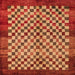 Square Abstract Red Checkered Rug, abs5309