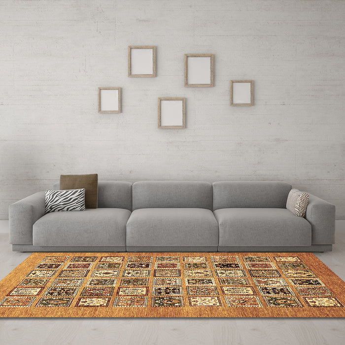 Machine Washable Abstract Brown Modern Rug in a Living Room,, wshabs530brn