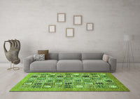 Machine Washable Abstract Green Modern Rug, wshabs530grn