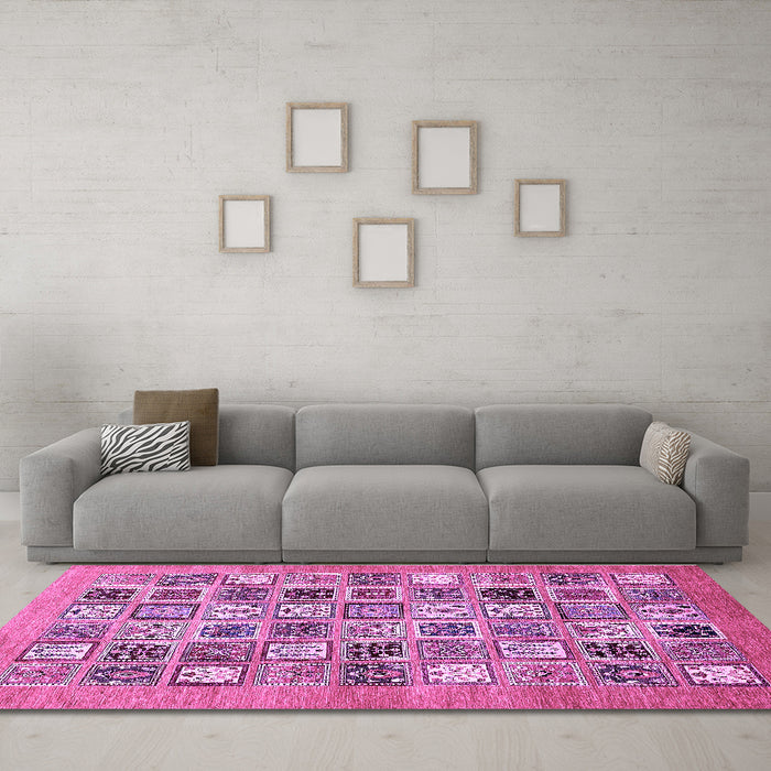 Machine Washable Abstract Purple Modern Area Rugs in a Living Room, wshabs530pur