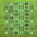 Square Machine Washable Abstract Green Modern Area Rugs, wshabs530grn