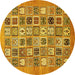 Round Abstract Yellow Modern Rug, abs530yw