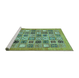 Sideview of Machine Washable Abstract Turquoise Modern Area Rugs, wshabs530turq