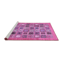 Sideview of Machine Washable Abstract Purple Modern Area Rugs, wshabs530pur