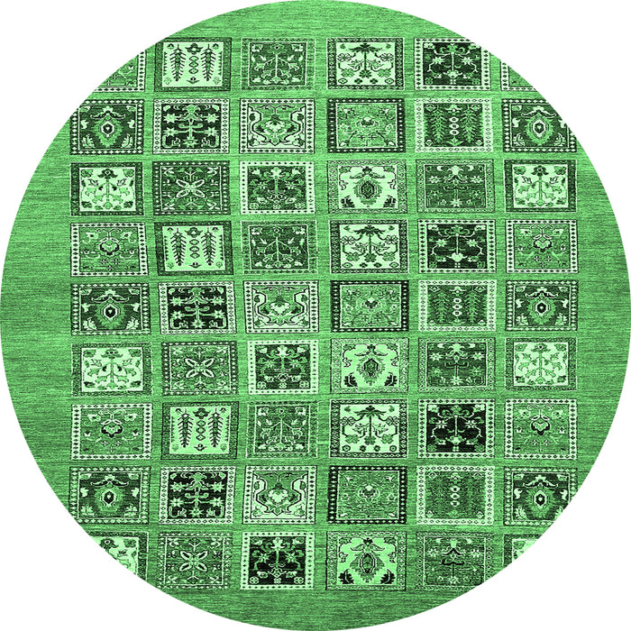 Round Abstract Emerald Green Modern Rug, abs530emgrn