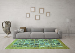 Machine Washable Abstract Turquoise Modern Area Rugs in a Living Room,, wshabs530turq