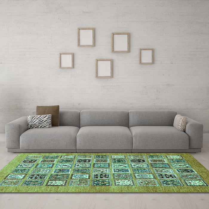 Machine Washable Abstract Turquoise Modern Area Rugs in a Living Room,, wshabs530turq