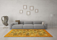 Machine Washable Abstract Yellow Modern Rug, wshabs530yw