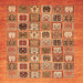 Square Machine Washable Abstract Orange Modern Area Rugs, wshabs530org