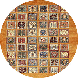 Round Machine Washable Abstract Yellow Orange Rug, wshabs530