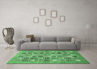 Machine Washable Abstract Emerald Green Modern Rug, wshabs530emgrn