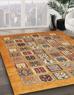 Machine Washable Abstract Yellow Orange Rug in a Family Room, wshabs530