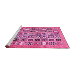 Sideview of Machine Washable Abstract Pink Modern Rug, wshabs530pnk