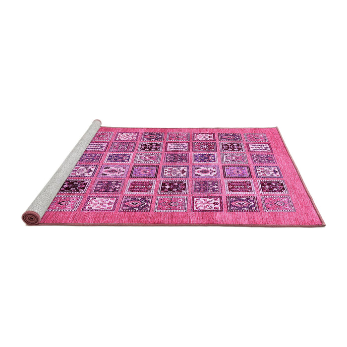 Sideview of Machine Washable Abstract Pink Modern Rug, wshabs530pnk