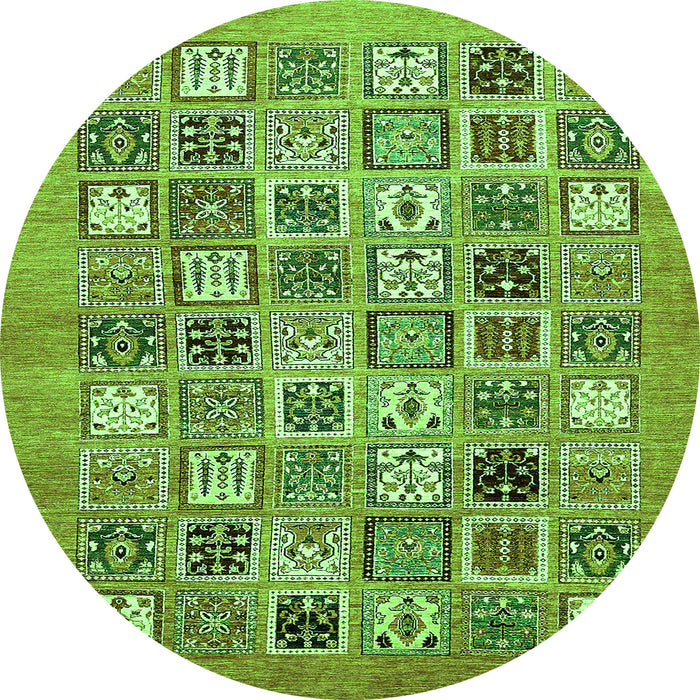Round Machine Washable Abstract Green Modern Area Rugs, wshabs530grn