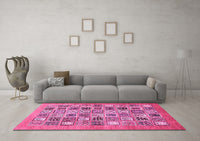 Machine Washable Abstract Pink Modern Rug, wshabs530pnk