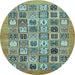 Round Machine Washable Abstract Light Blue Modern Rug, wshabs530lblu