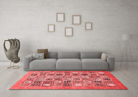 Machine Washable Abstract Red Modern Rug, wshabs530red