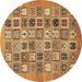 Round Machine Washable Abstract Brown Modern Rug, wshabs530brn