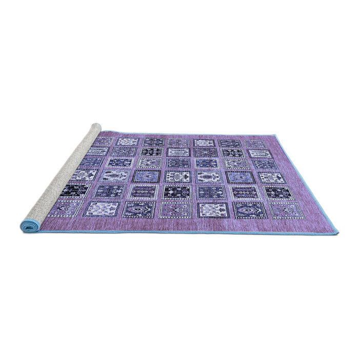 Sideview of Machine Washable Abstract Blue Modern Rug, wshabs530blu