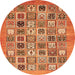 Round Abstract Orange Modern Rug, abs530org