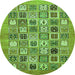 Round Abstract Green Modern Rug, abs530grn