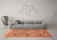 Machine Washable Abstract Orange Modern Rug, wshabs530org