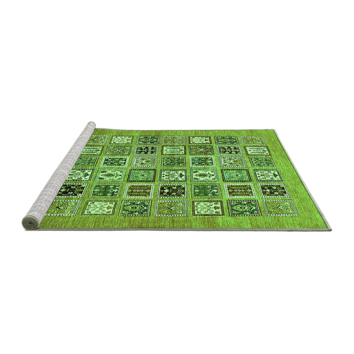 Sideview of Machine Washable Abstract Green Modern Area Rugs, wshabs530grn