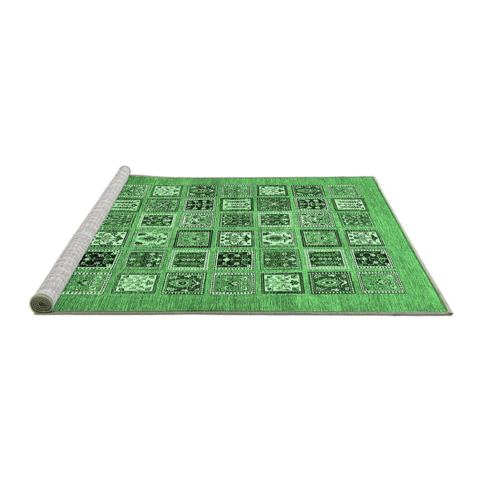 Sideview of Machine Washable Abstract Emerald Green Modern Area Rugs, wshabs530emgrn