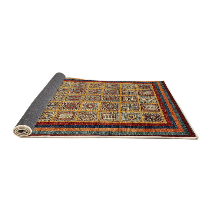 Sideview of Abstract Saffron Red Modern Rug, abs531
