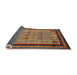 Sideview of Abstract Saffron Red Modern Rug, abs531