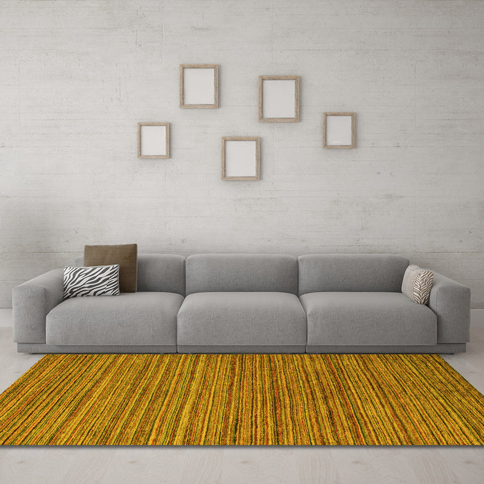 Machine Washable Abstract Yellow Modern Rug in a Living Room, wshabs5310yw