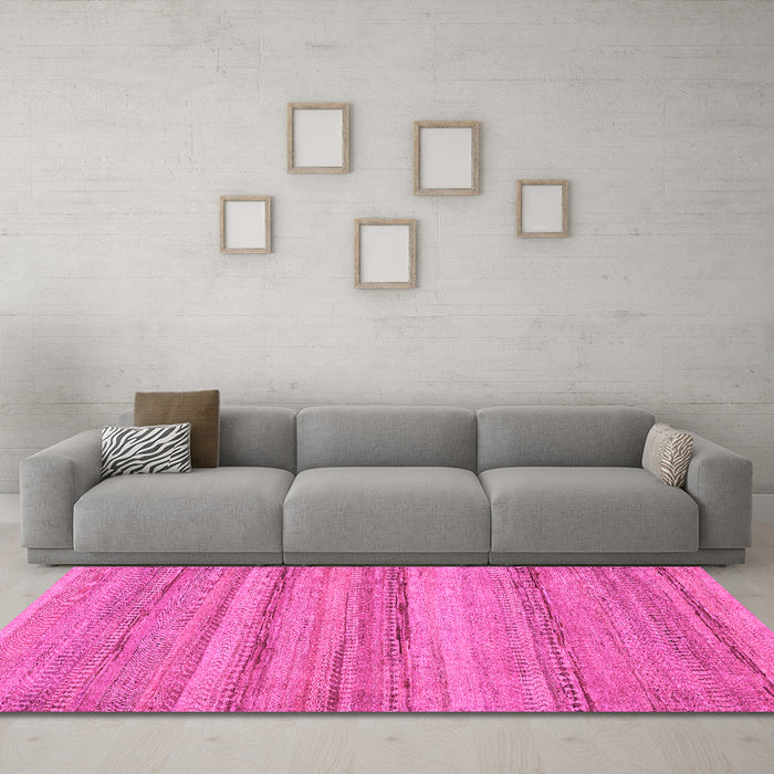 Machine Washable Abstract Pink Modern Rug in a Living Room, wshabs5311pnk