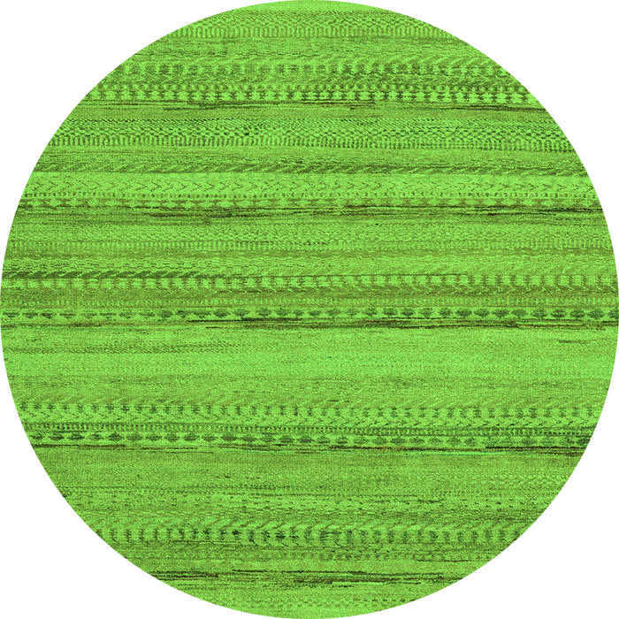 Round Machine Washable Abstract Green Modern Area Rugs, wshabs5311grn