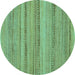 Round Abstract Turquoise Modern Rug, abs5311turq