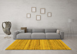 Machine Washable Abstract Yellow Modern Rug in a Living Room, wshabs5311yw