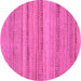 Round Machine Washable Abstract Pink Modern Rug, wshabs5311pnk