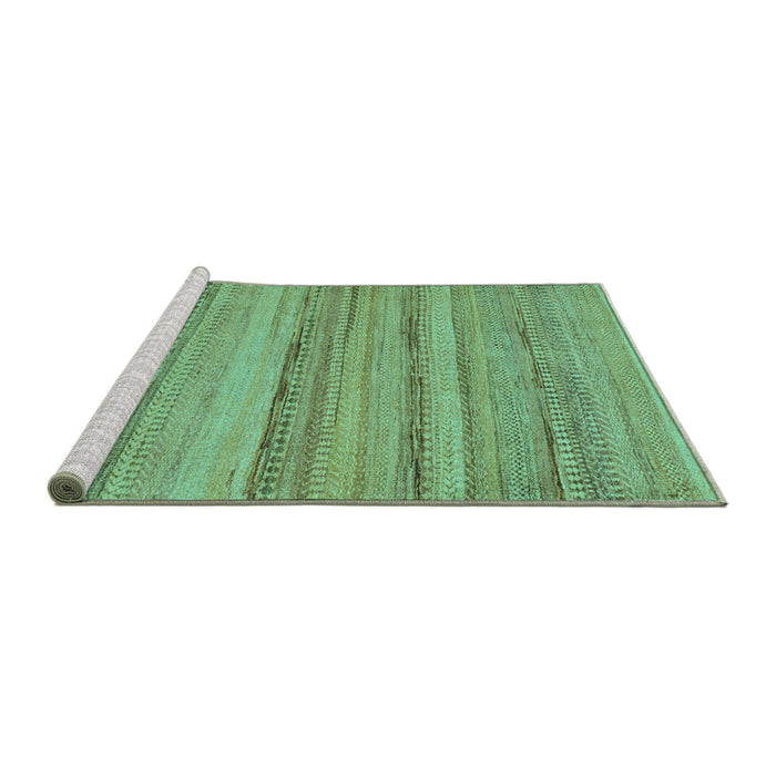 Sideview of Machine Washable Abstract Turquoise Modern Area Rugs, wshabs5311turq
