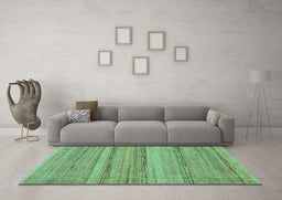Machine Washable Abstract Turquoise Modern Area Rugs in a Living Room,, wshabs5311turq