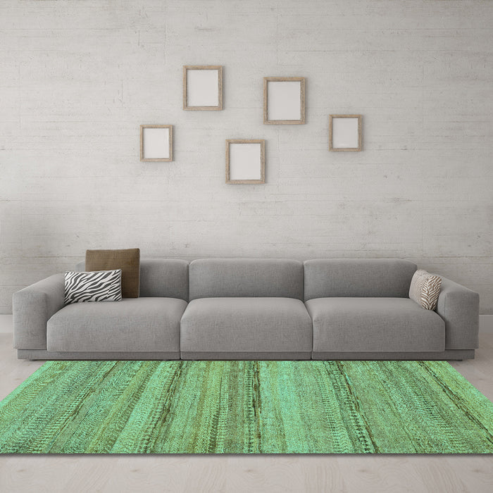 Machine Washable Abstract Turquoise Modern Area Rugs in a Living Room,, wshabs5311turq