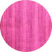 Round Machine Washable Abstract Pink Modern Rug, wshabs5312pnk