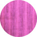 Round Machine Washable Abstract Purple Modern Area Rugs, wshabs5312pur